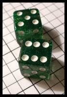 Dice : Dice - 6D - Sparkle SK Clear with Green Sparkles and White Pips - SK Collection buy Nov 2010